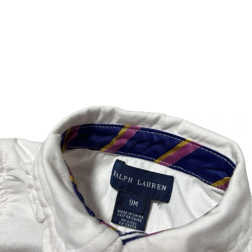 Ralph Lauren Toddler Boys 9M Oxford Button Down Shirt Long Sleeve 10.5 x 11